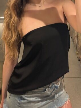 Satin Black Zara Tube Top Size S
